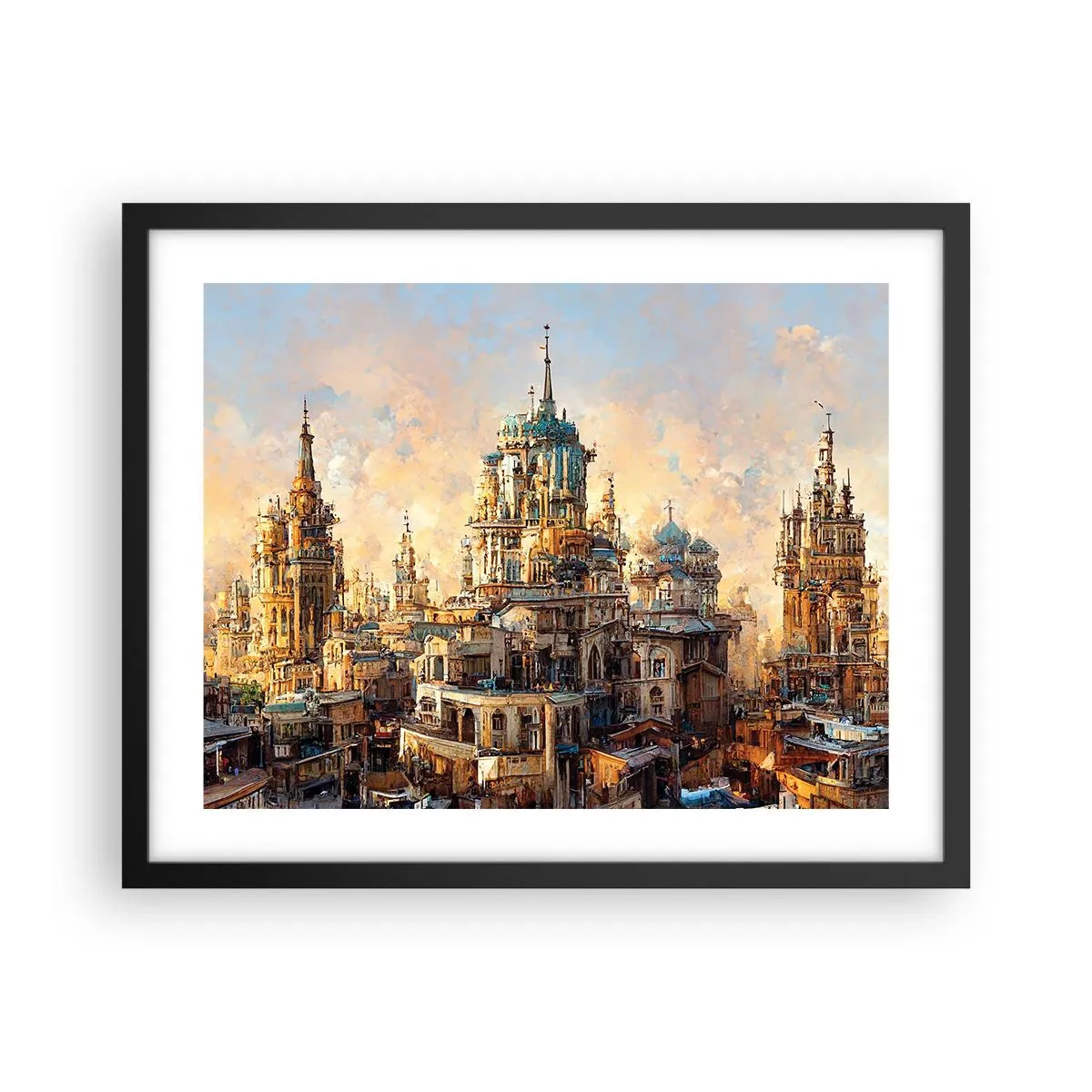 Plakat i sort ramme - En by af byer - 50x40 cm