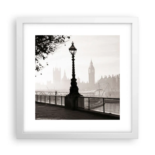 Plakat i hvid ramme - London morgen - 30x30 cm