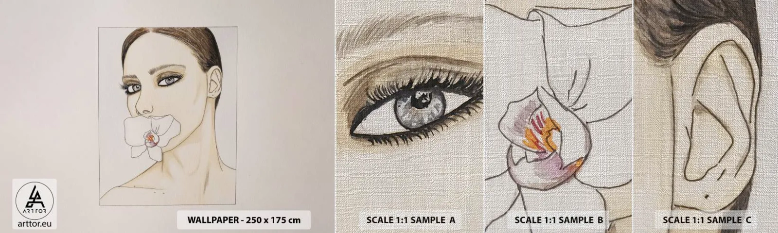 Prøve Fototapet Premium Canvas - Et symbol på elegance og skønhed - Abstraktion, Stykke, Kvinde - 100x30 cm