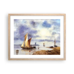 Plakat i ramme af lyst egetræ - Sømændenes tilbagevenden - 50x40 cm