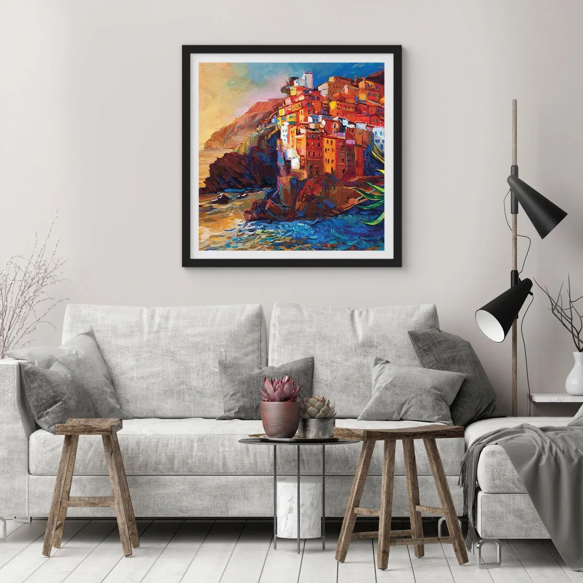 Plakat i sort ramme - Italiensk atmosfære - 40x40 cm