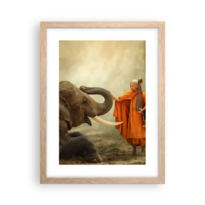 Plakat i ramme af lyst egetræ - Møde på ferien - 30x40 cm