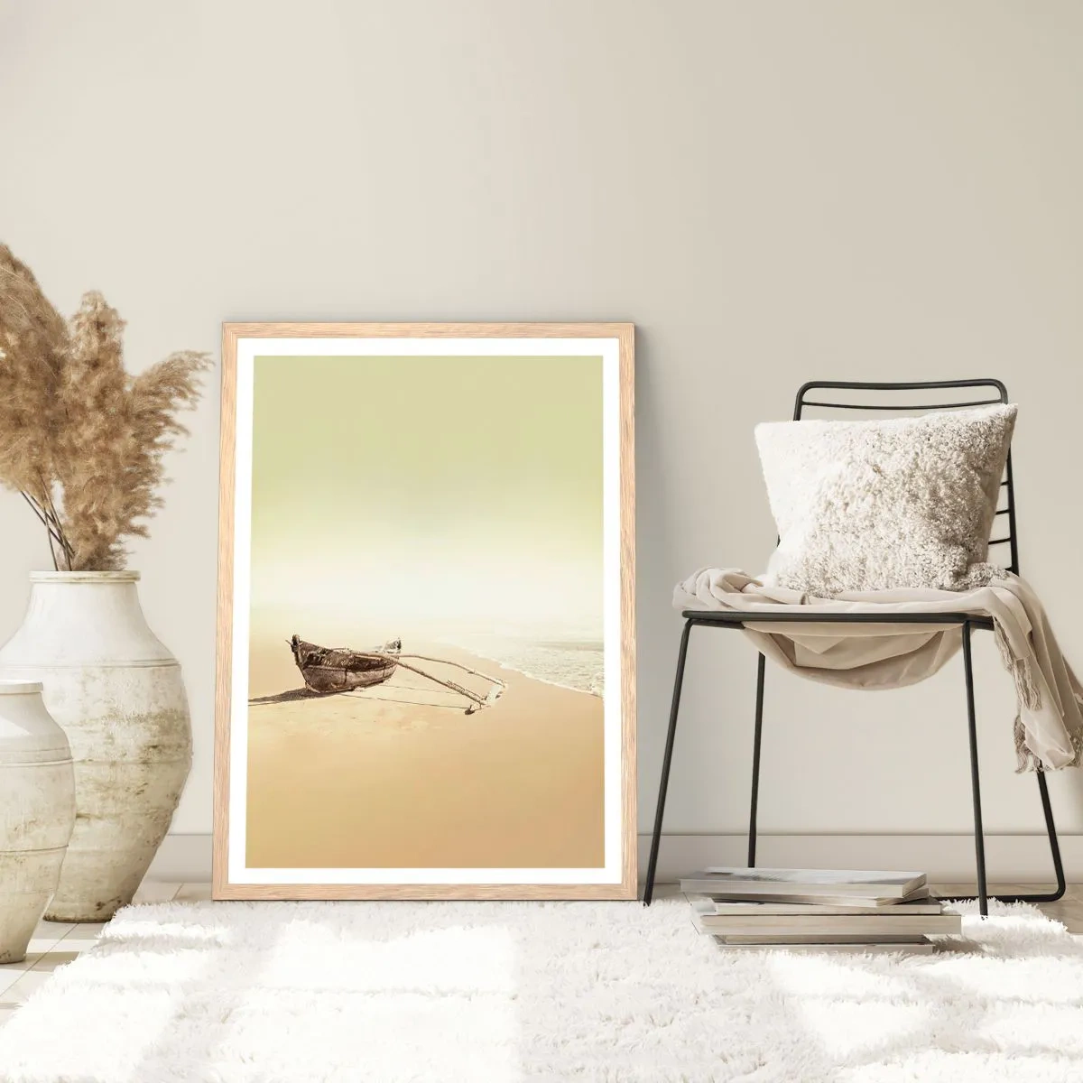 Plakat i ramme af lyst egetræ - Et minde om Sydhavet - 40x50 cm