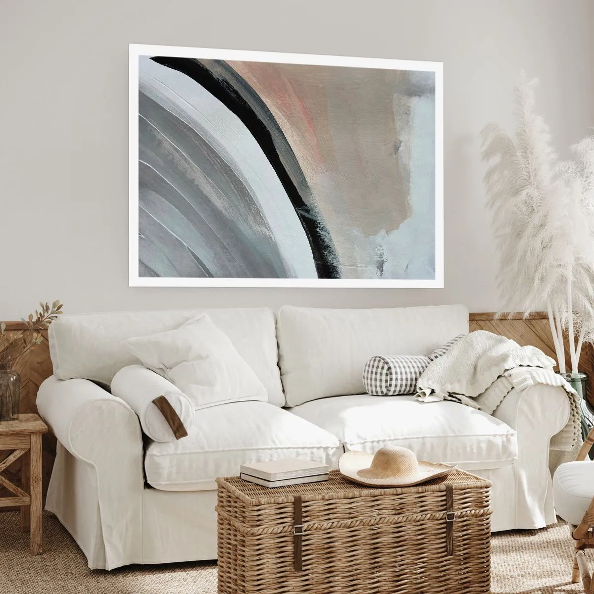 Plakat - Komposition: en bue af sort og gråt - 91x61 cm