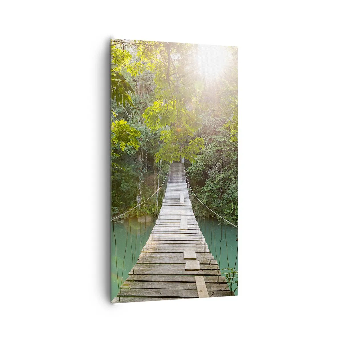 Lærredstryk - Billede på lærred - Over det azurblå vand til den azurblå skov - 65x120 cm