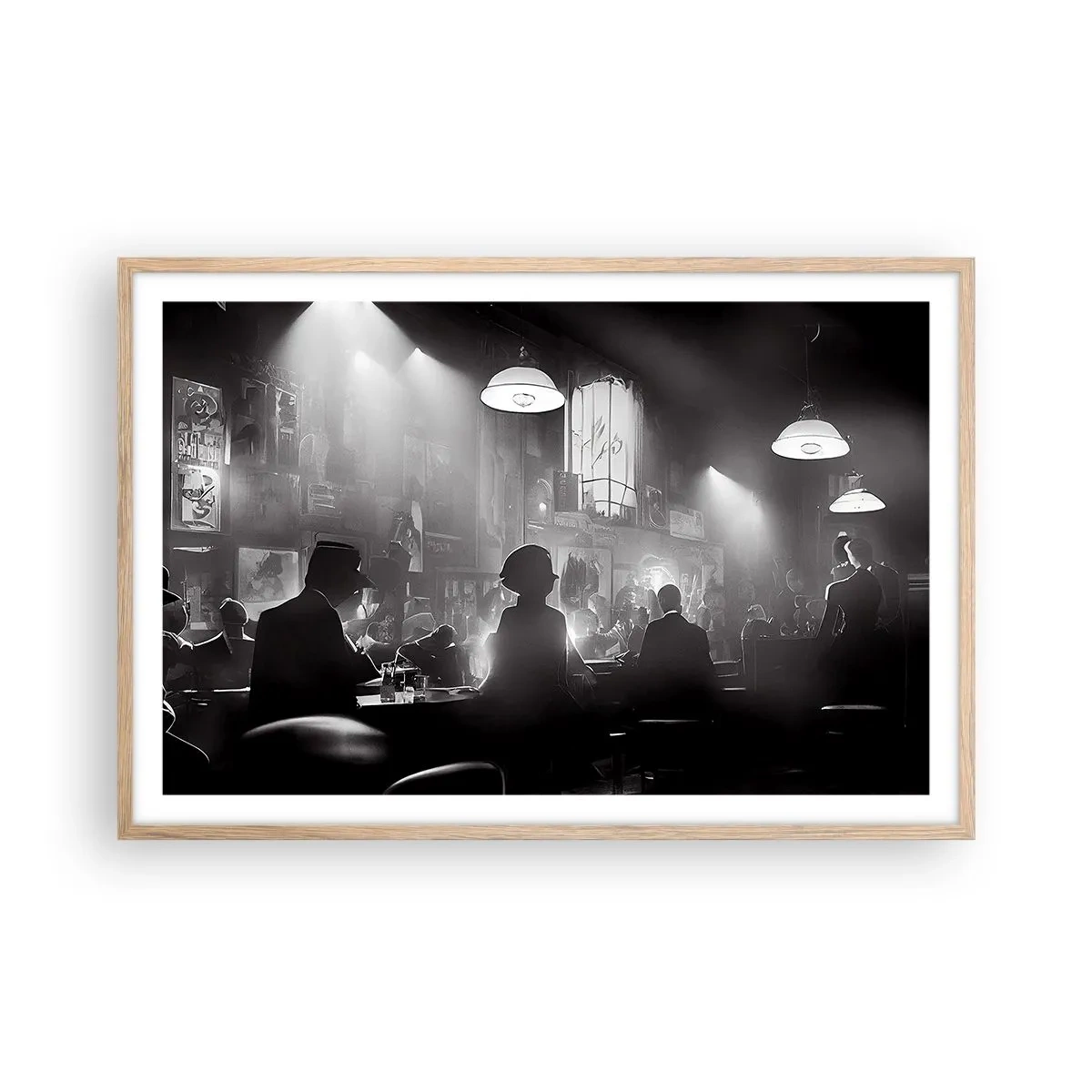 Plakat i ramme af lyst egetræ - I en jazzet stemning - 91x61 cm