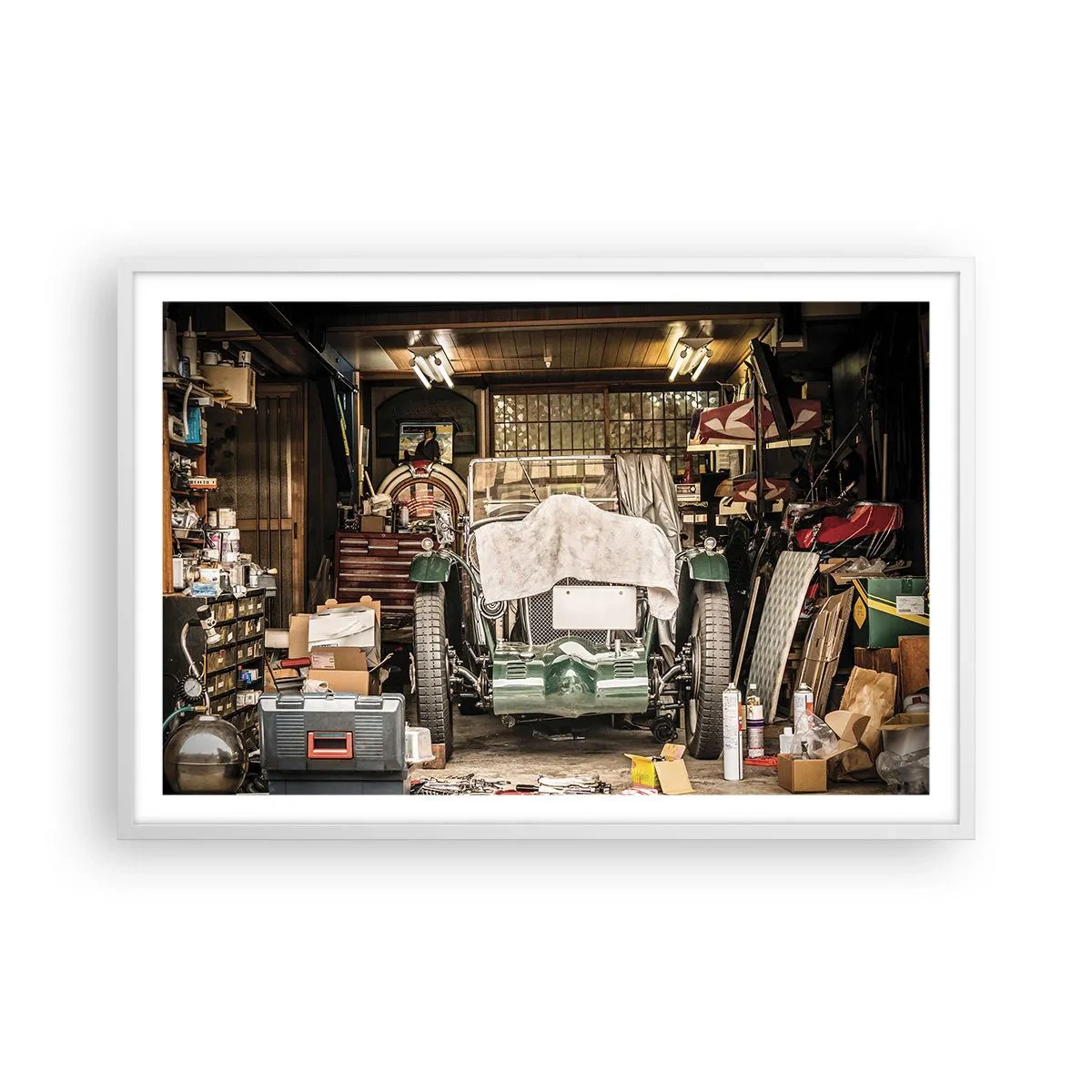 Plakat i hvid ramme - Tilbage til fortiden - 91x61 cm