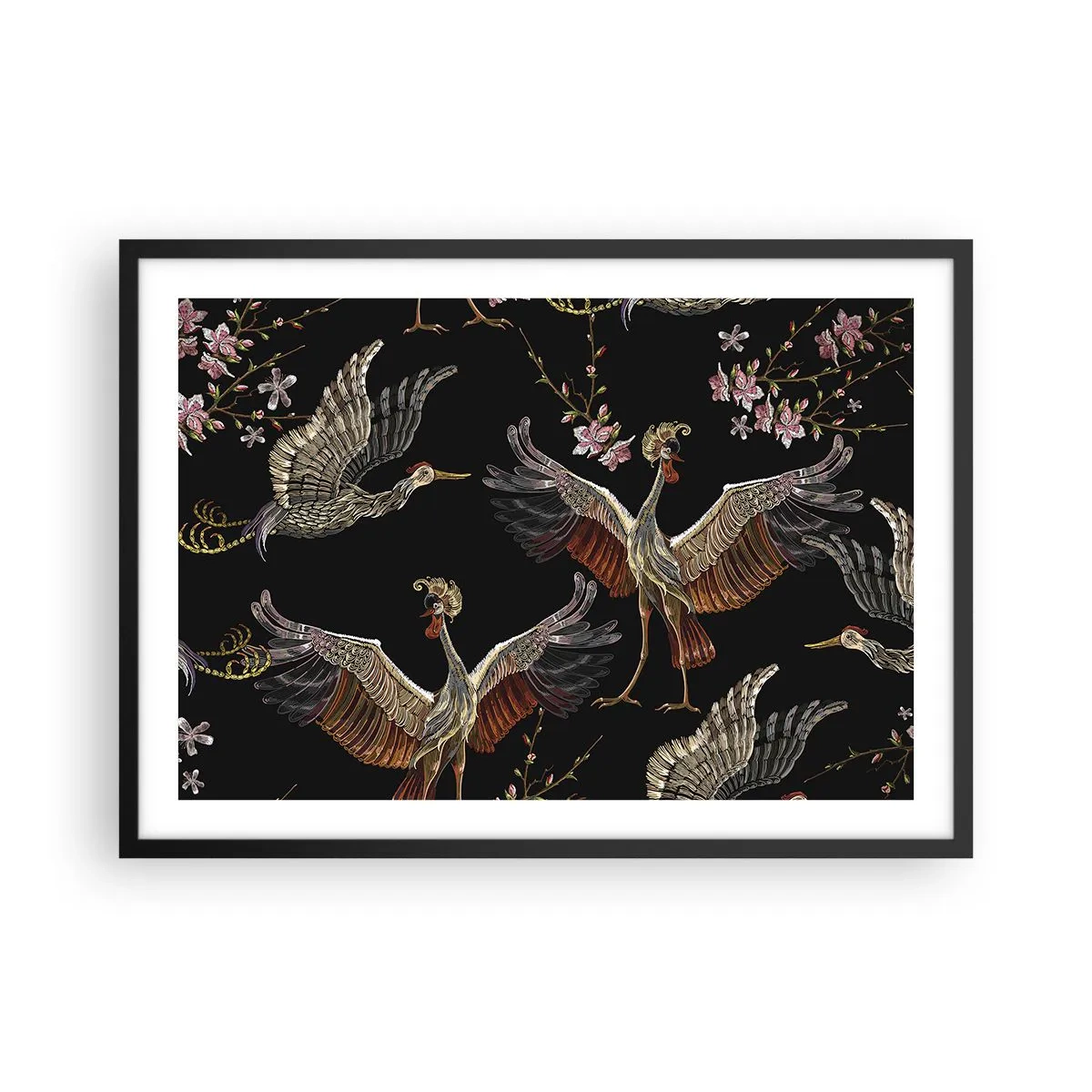 Plakat i sort ramme - Eventyrlig fugl - 70x50 cm