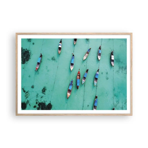 Plakat i ramme af lyst egetræ - I glædelig forventning - 100x70 cm