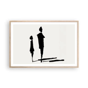 Plakat i ramme af lyst egetræ - Sikkert sammen? - 91x61 cm