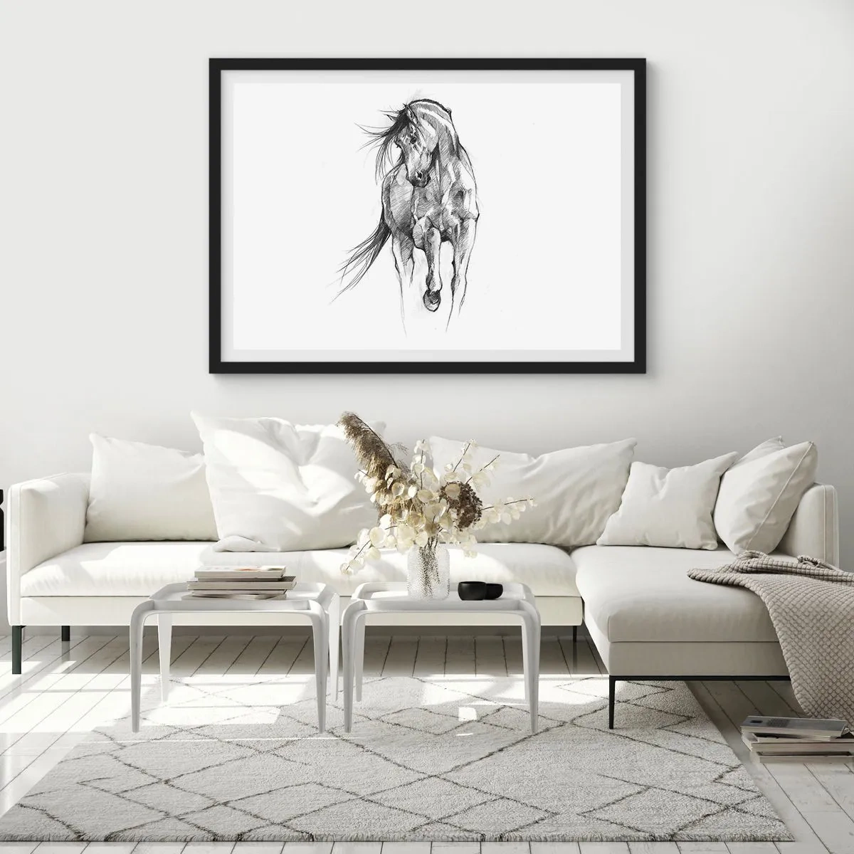 Plakat i sort ramme - I en yndefuld trav - 50x40 cm
