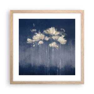 Plakat i ramme af lyst egetræ - Som kronblade i vinden - 40x40 cm