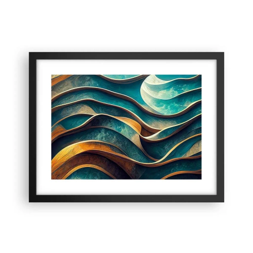 Plakat i sort ramme - Slyngninger af blåt - 40x30 cm