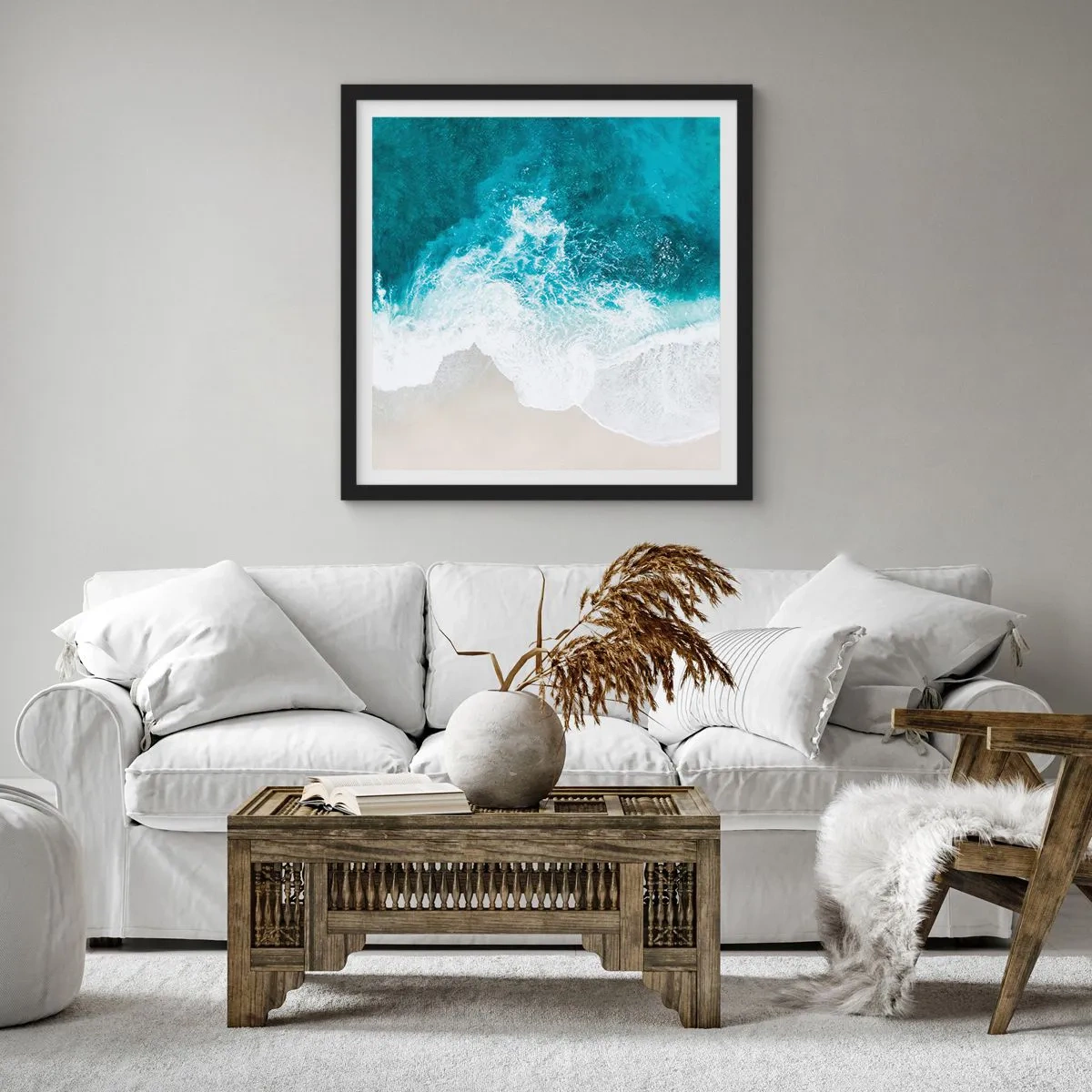 Plakat i sort ramme - Naturlig kærtegn - 50x50 cm