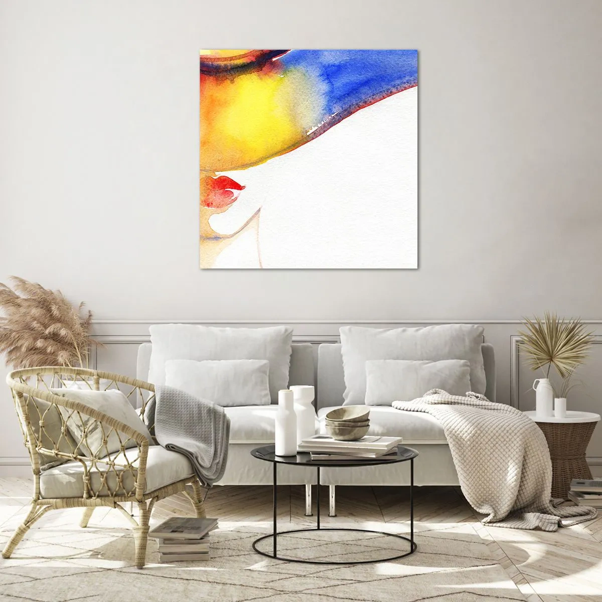 Billede på glas - Portræt af en dame    - 60x60 cm