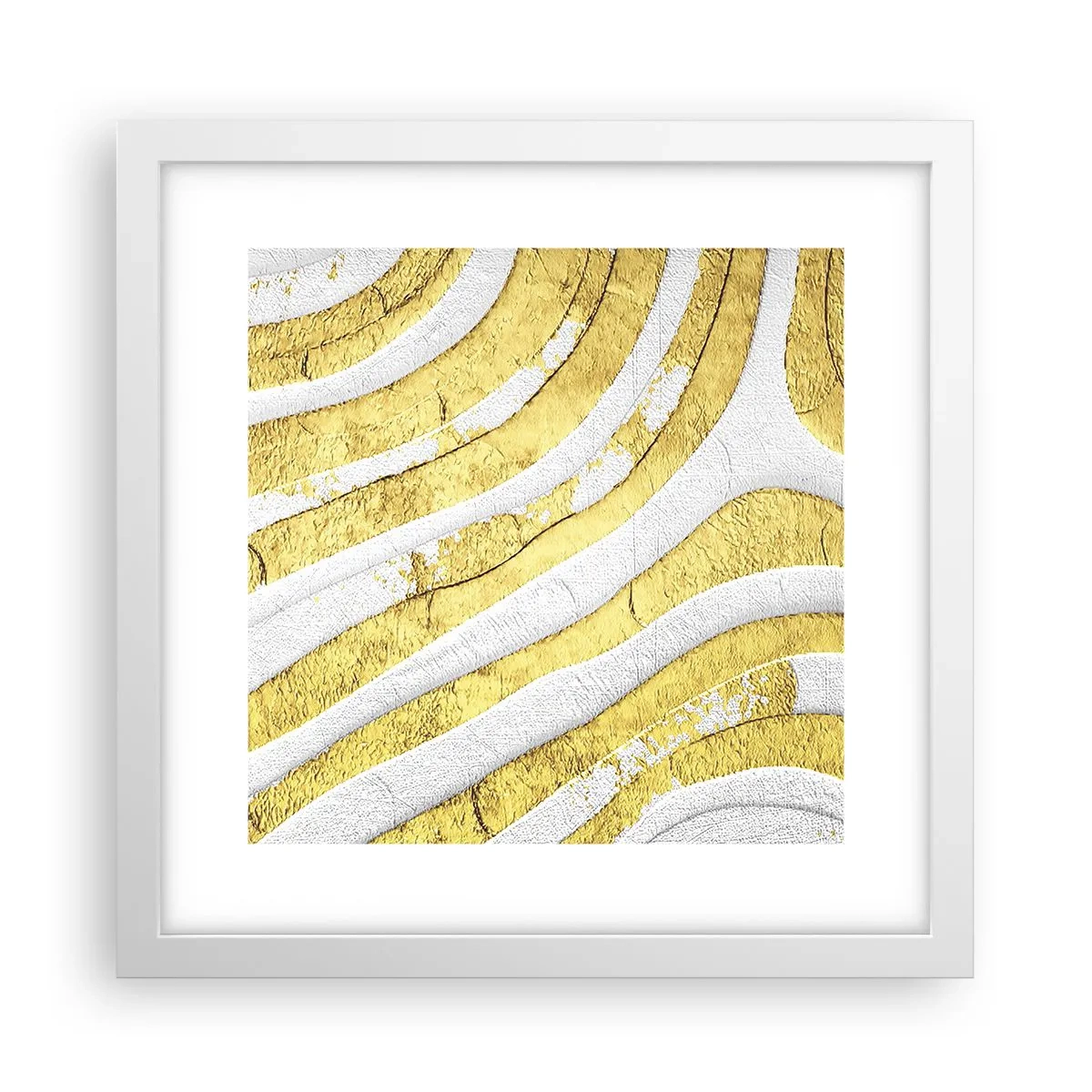 Plakat i hvid ramme - Sammensætning i hvidt og guld - 30x30 cm