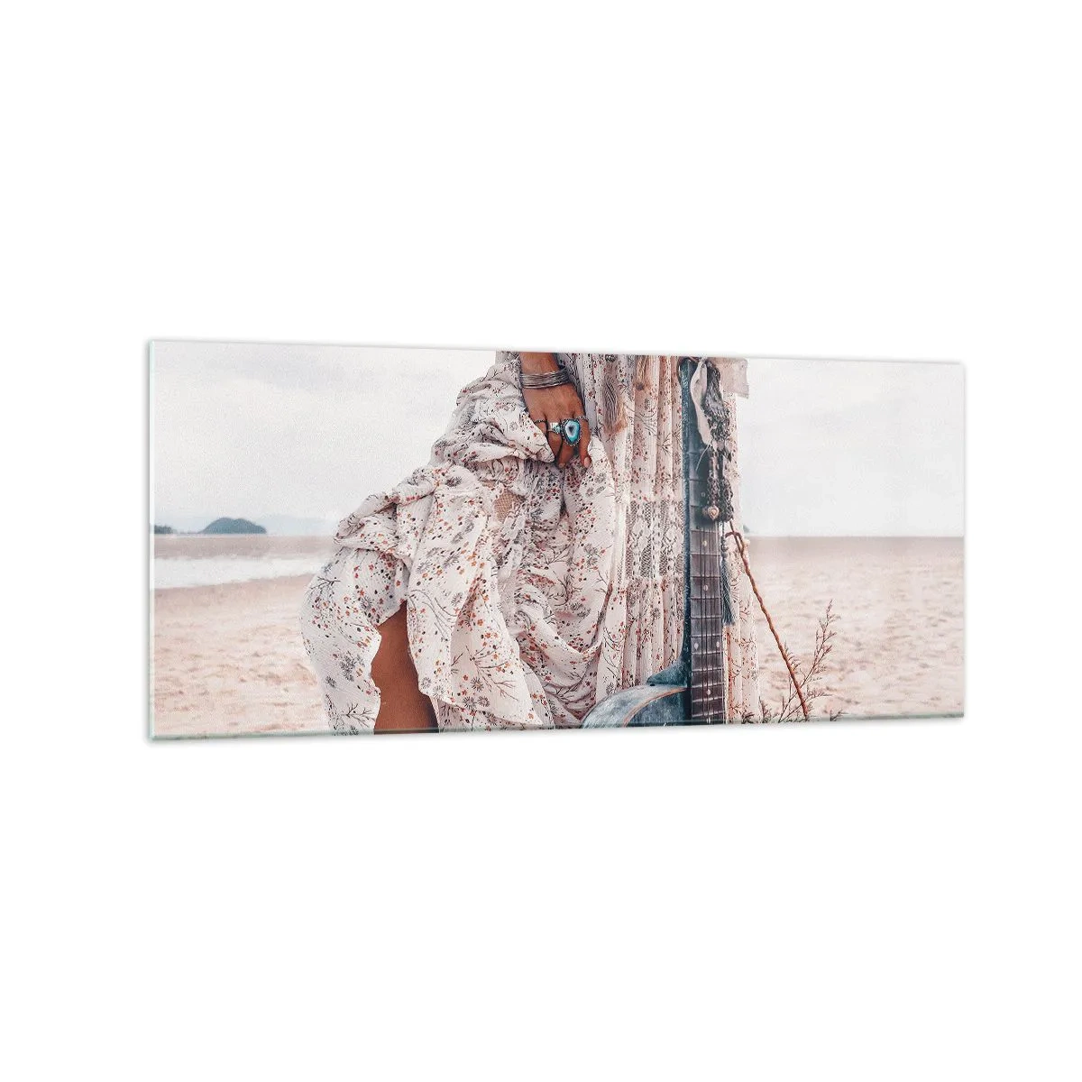 Billede på glas - Børn blomster på vej - 120x50 cm