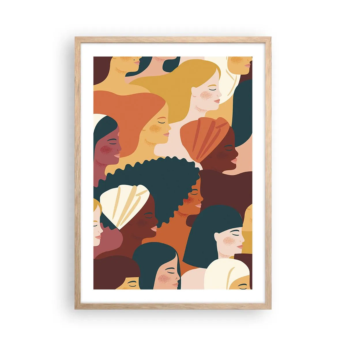 Plakat i ramme af lyst egetræ - Kun kvindelighed - 50x70 cm