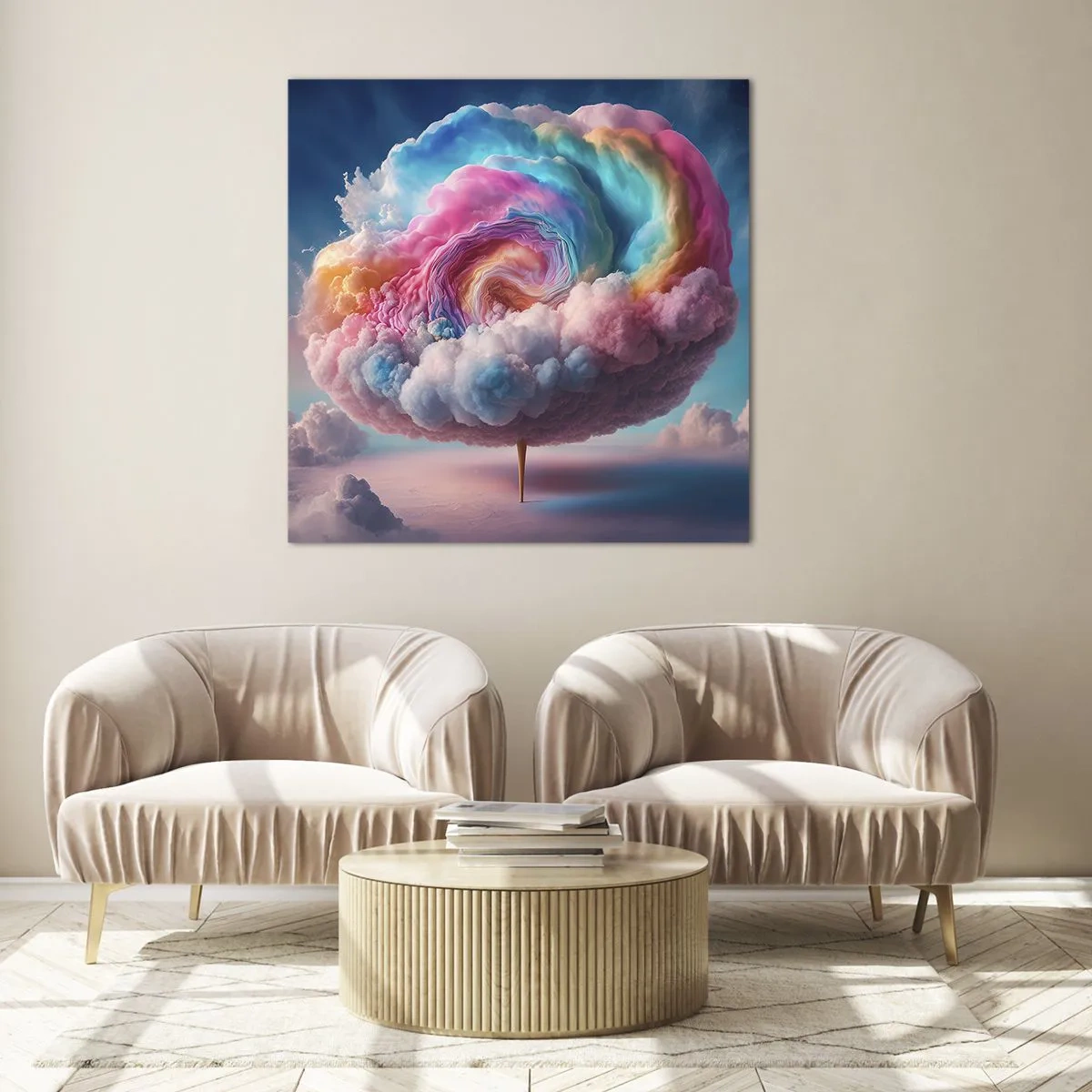 Billede på glas - En drøm om en forlystelsespark - 70x70 cm