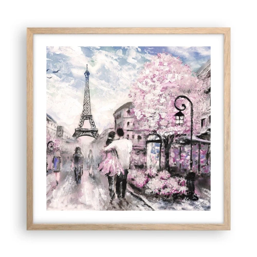 Plakat i ramme af lyst egetræ - Hvis du bliver forelsket, er det kun i... - 50x50 cm