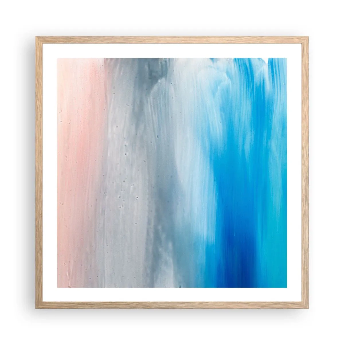 Plakat i ramme af lyst egetræ - Elementer: luft - 60x60 cm