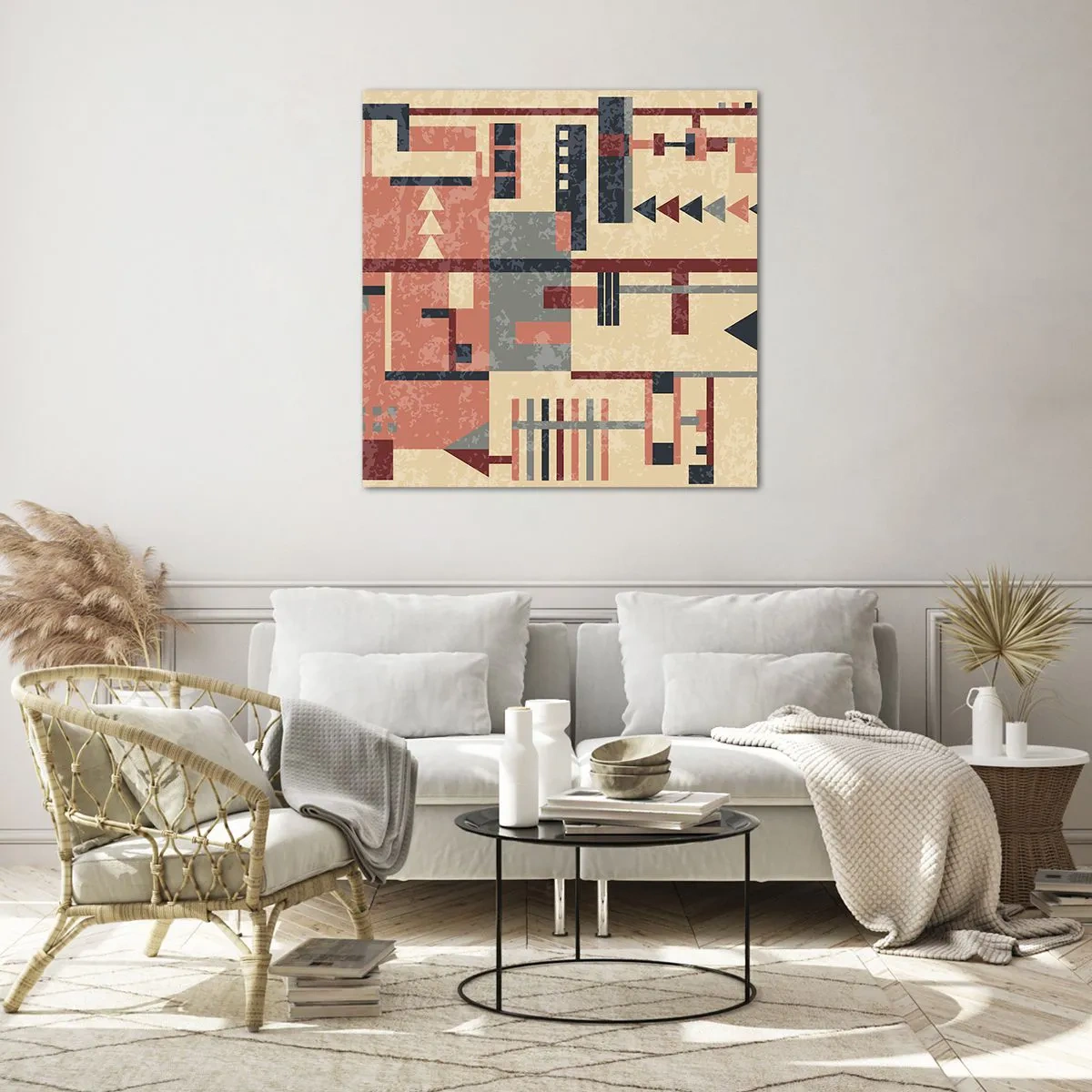 Billede på glas - Kombination af vertikaler og niveauer - 60x60 cm