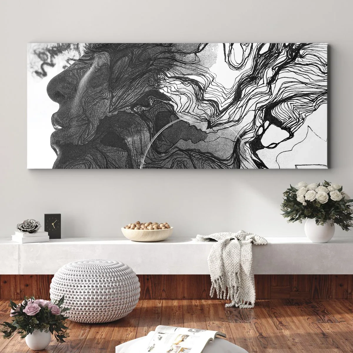 Lærredstryk - Billede på lærred - Forviklet i drømme - 100x40 cm