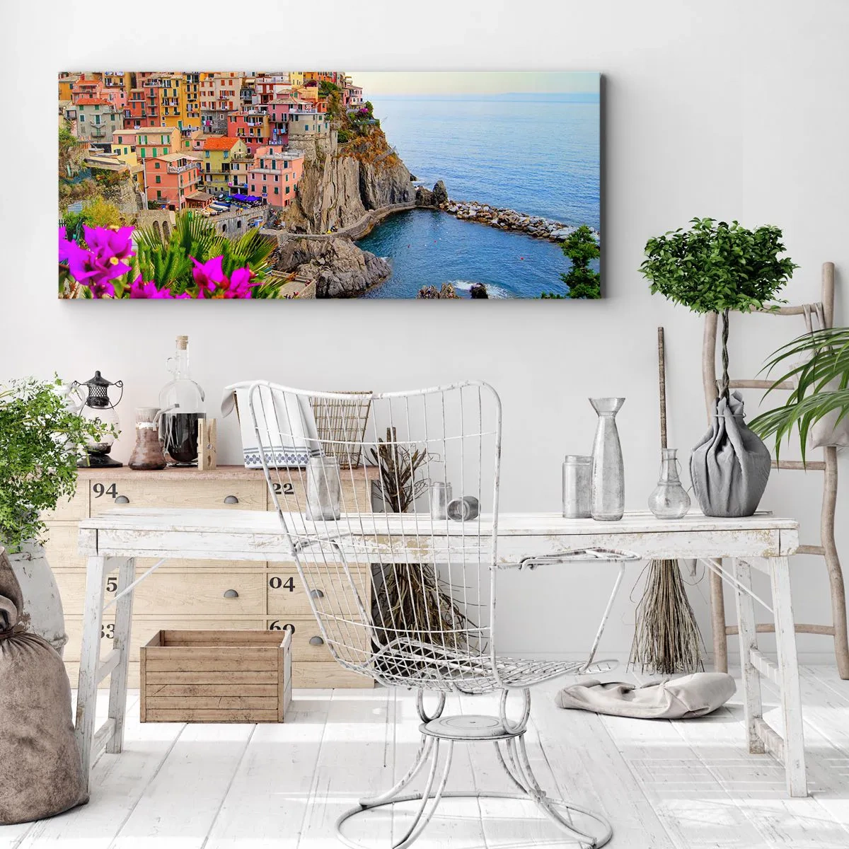 Lærredstryk - Billede på lærred - En grinende by - 100x40 cm