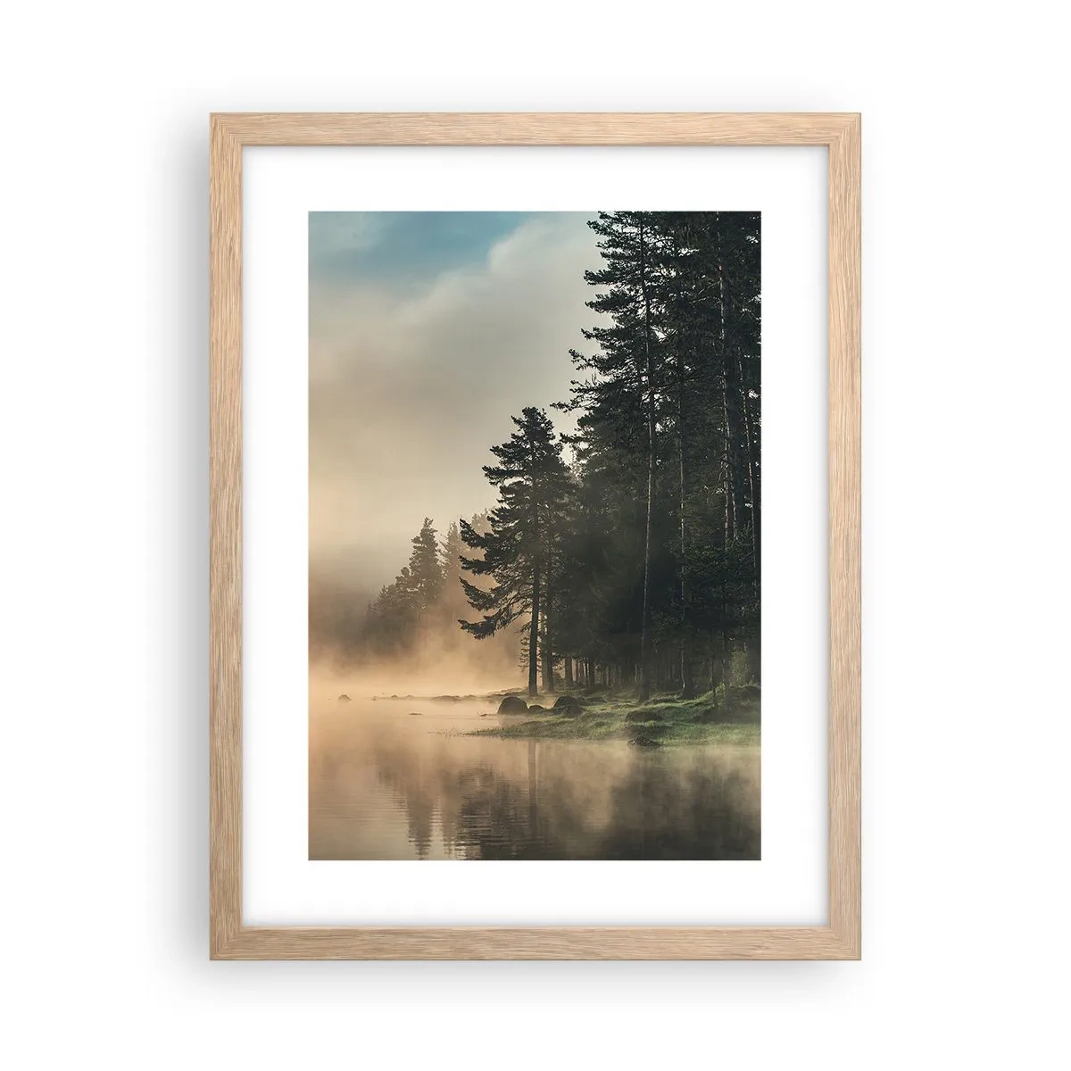 Plakat i ramme af lyst egetræ - En dags fødsel - 30x40 cm