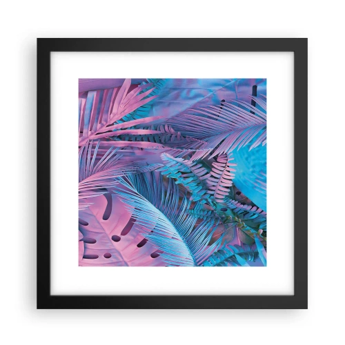 Plakat i sort ramme - Troperne i lyserød og blå - 30x30 cm