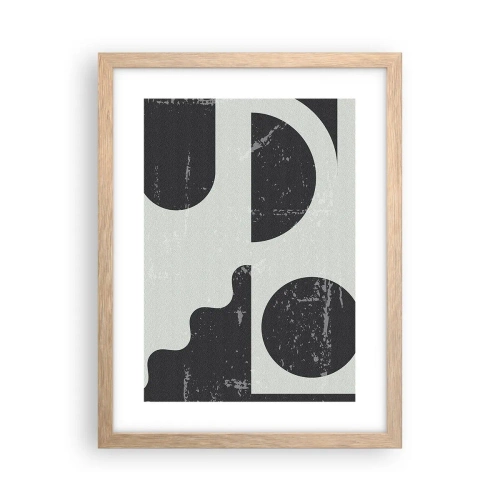 Plakat i ramme af lyst egetræ - Komposition over og under - 30x40 cm