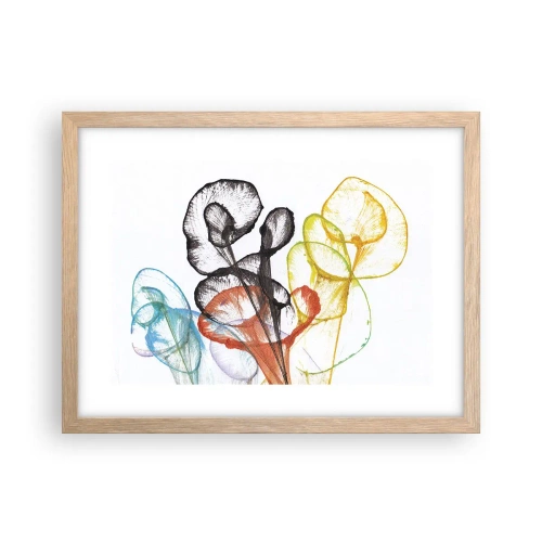 Plakat i ramme af lyst egetræ - Blomster med sjæl - 40x30 cm