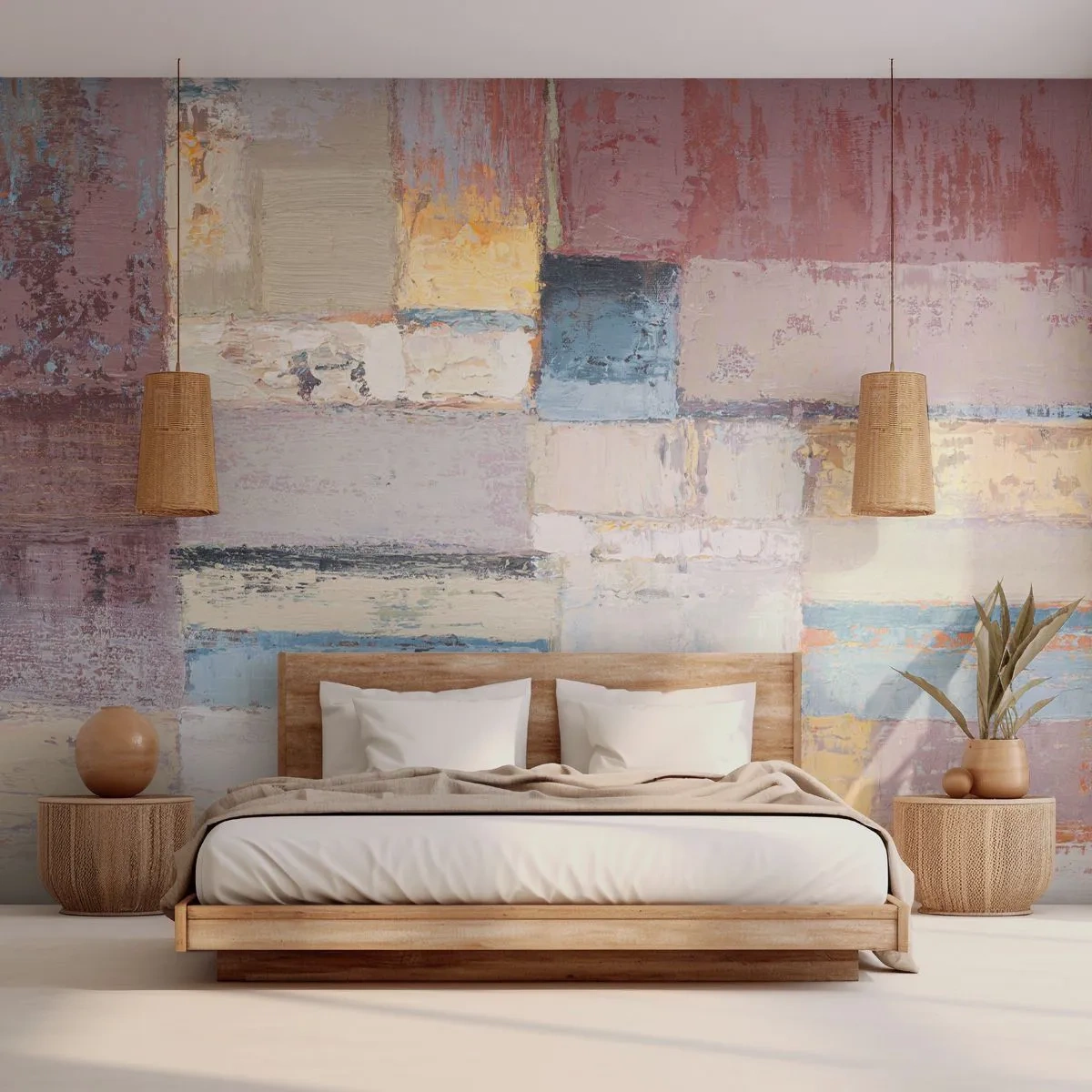 Fototapet Premium Canvas - Geometriens ro - Abstraktion, Pastel, Minimalistisk - 500x350 cm