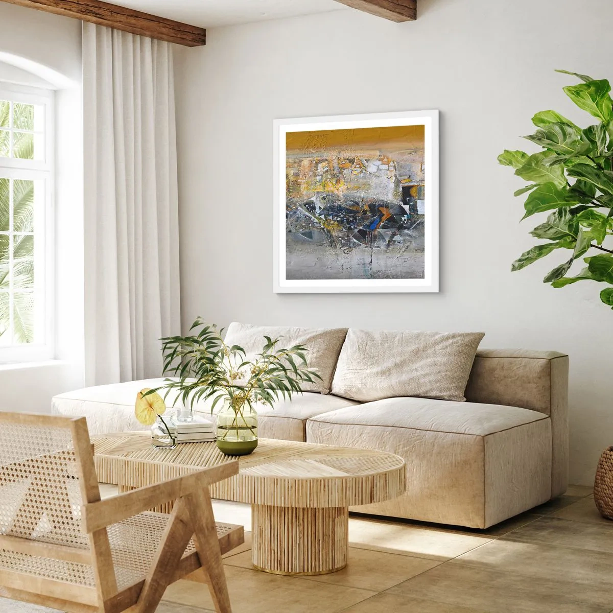 Plakat i hvid ramme - Alt vil falde på plads - 60x60 cm