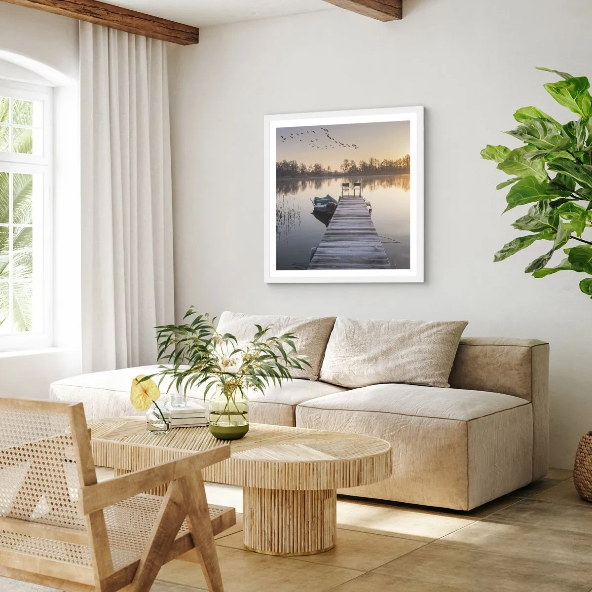 Plakat i hvid ramme - Jeg kommer tilbage om et stykke tid - 40x40 cm