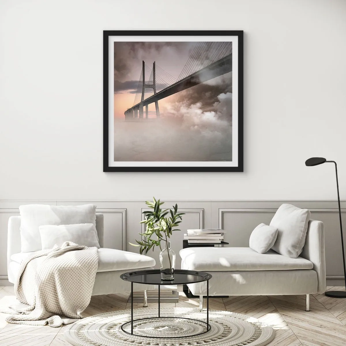 Plakat i sort ramme - På en flod, der ikke eksisterer - 30x30 cm
