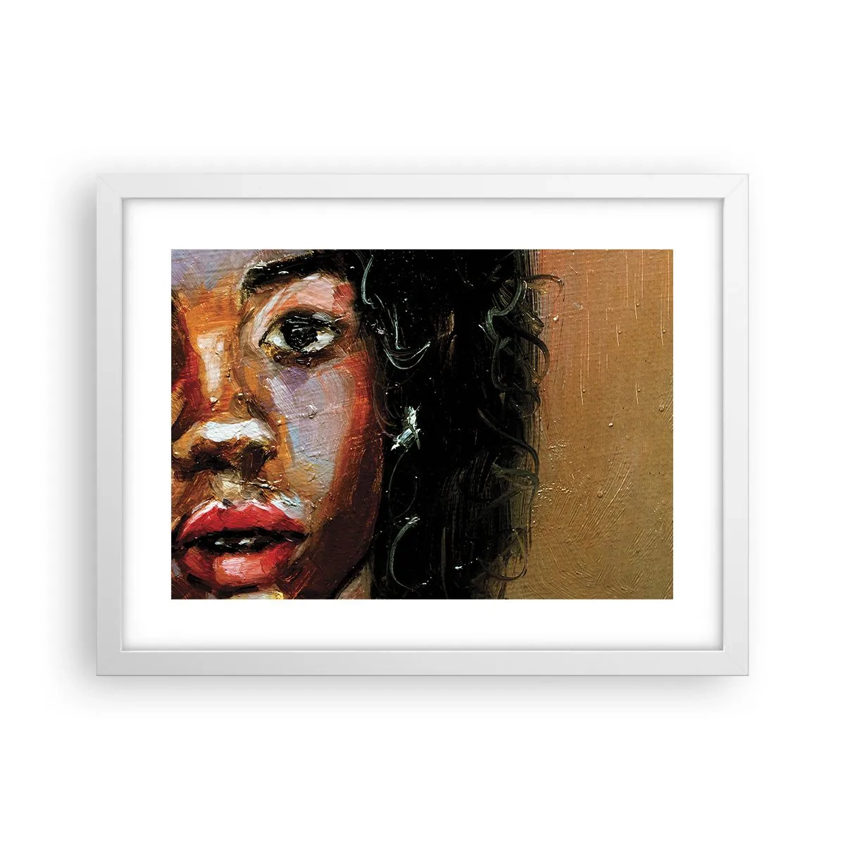 Plakat i hvid ramme - Sort og glitter - 40x30 cm