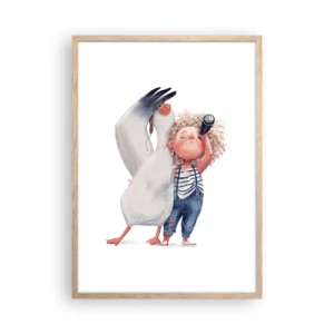 Plakat i ramme af lyst egetræ - En plan for en fantastisk rejse - 50x70 cm