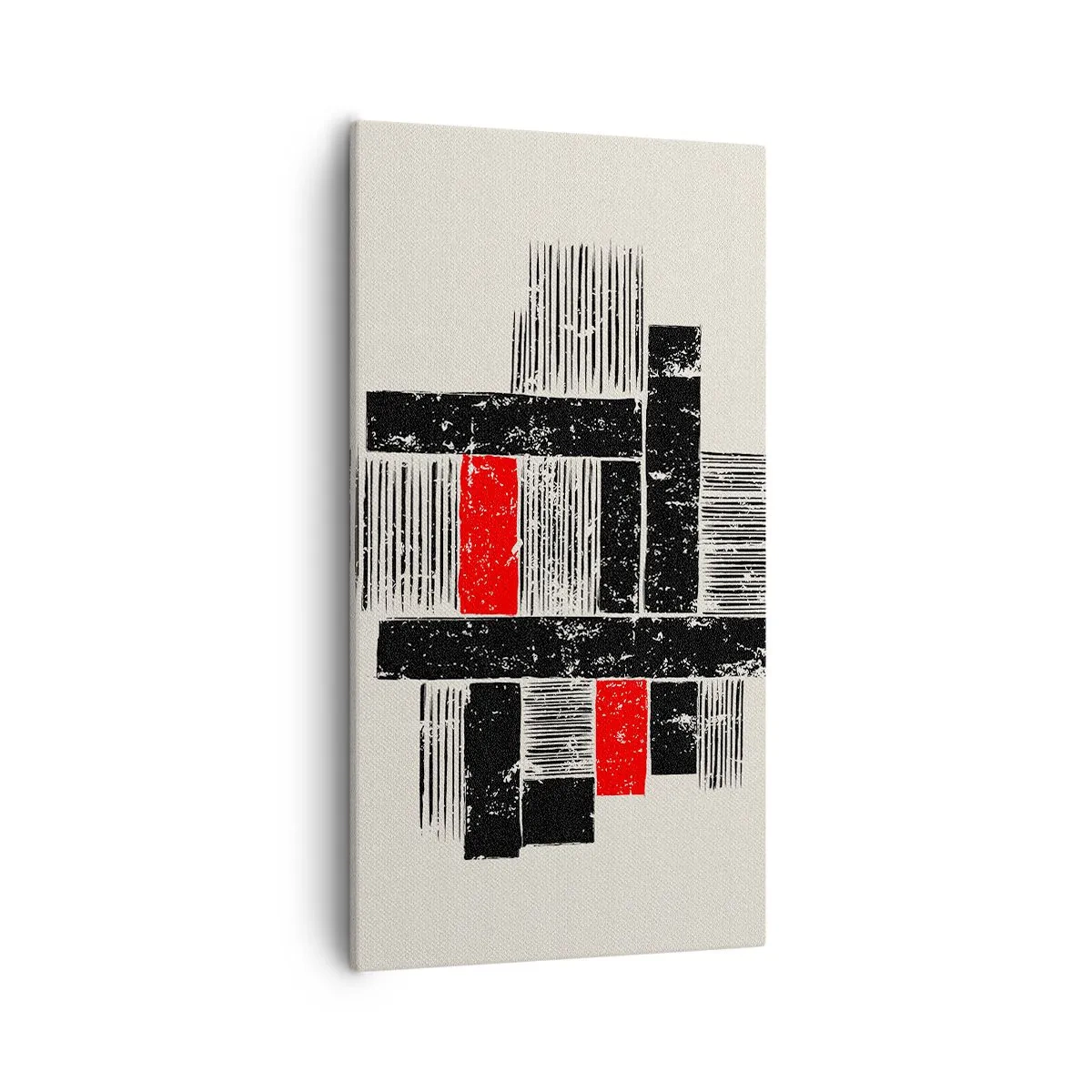 Lærredstryk - Billede på lærred - Rødt og sort - 55x100 cm