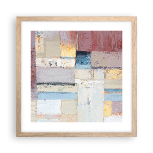 Plakat i ramme af lyst egetræ - Geometriens ro - 40x40 cm