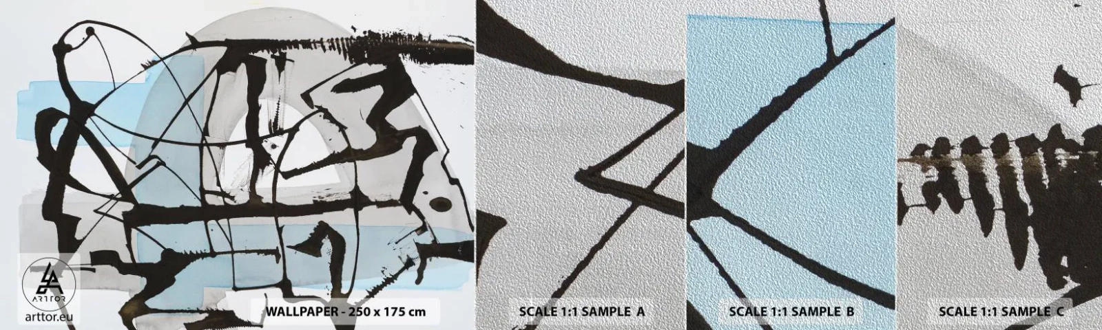 Prøve Fototapet Premium Sand - Ikke desto mindre blå - Abstraktion, Stykke, Kaos - 100x30 cm