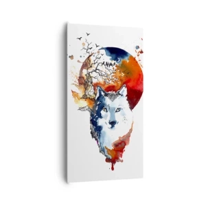 Lærredstryk - Billede på lærred - Næse til næse med natten - 65x120 cm