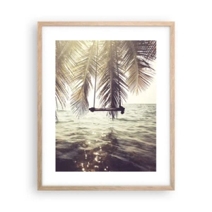 Plakat i ramme af lyst egetræ - Du kan svæve i skyerne efter behag - 40x50 cm