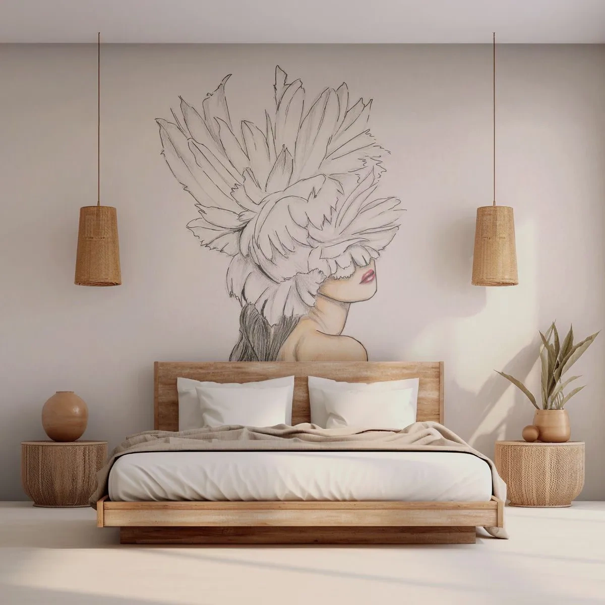 Fototapet Premium Sand - Skønhed kronet - Abstraktion, Kvinde, Legeme - 150x105 cm