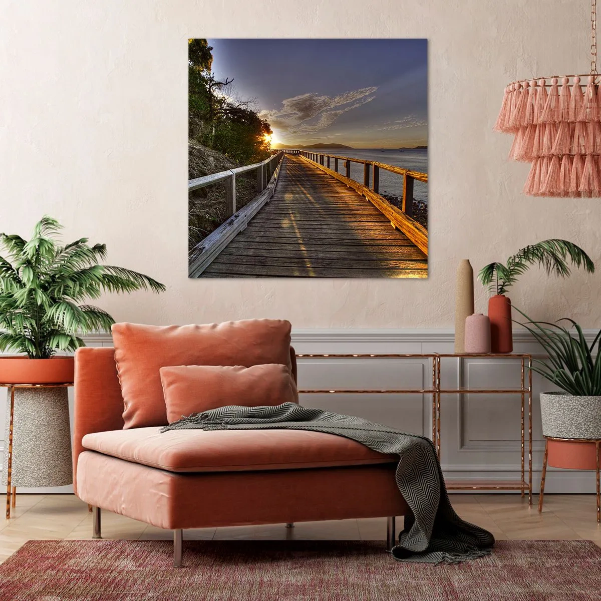 Lærredstryk - Billede på lærred - Gå, bliv ved med at gå mod solen - 60x60 cm