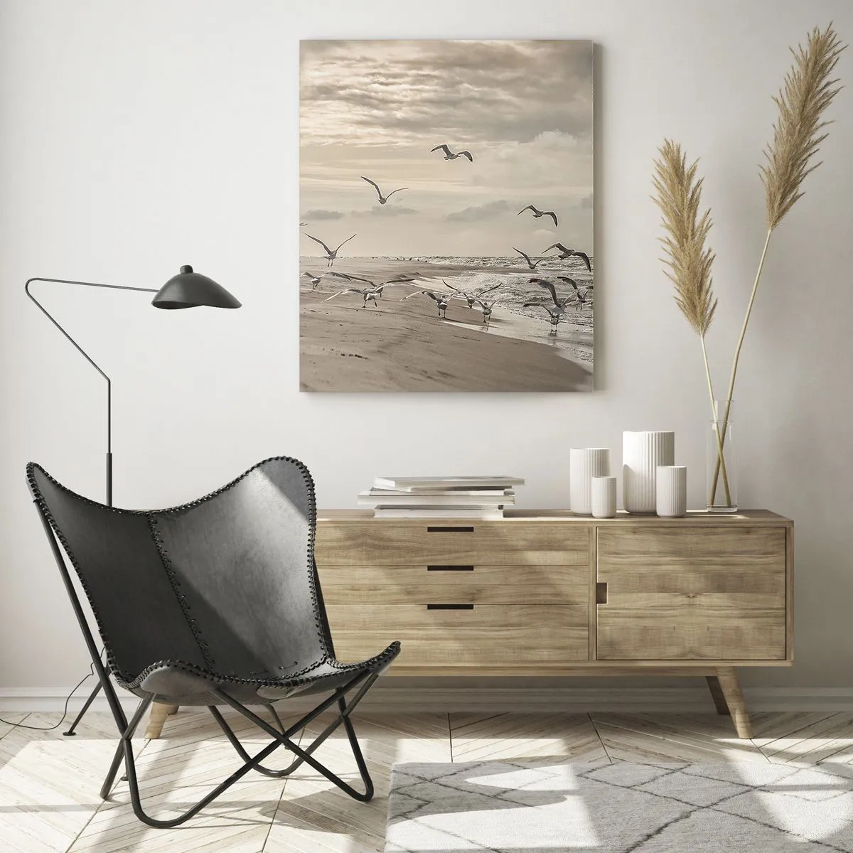 Billede på glas - Havet brummer, fuglene synger - 50x70 cm