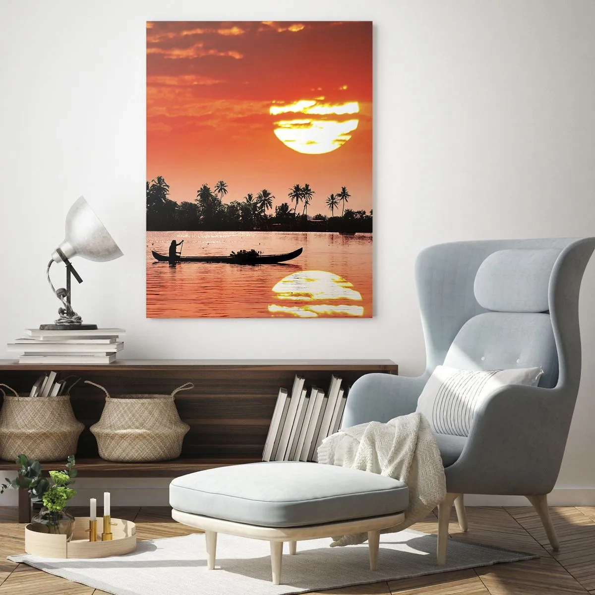 Billede på glas - Tropernes ro ved solnedgang - 50x70 cm