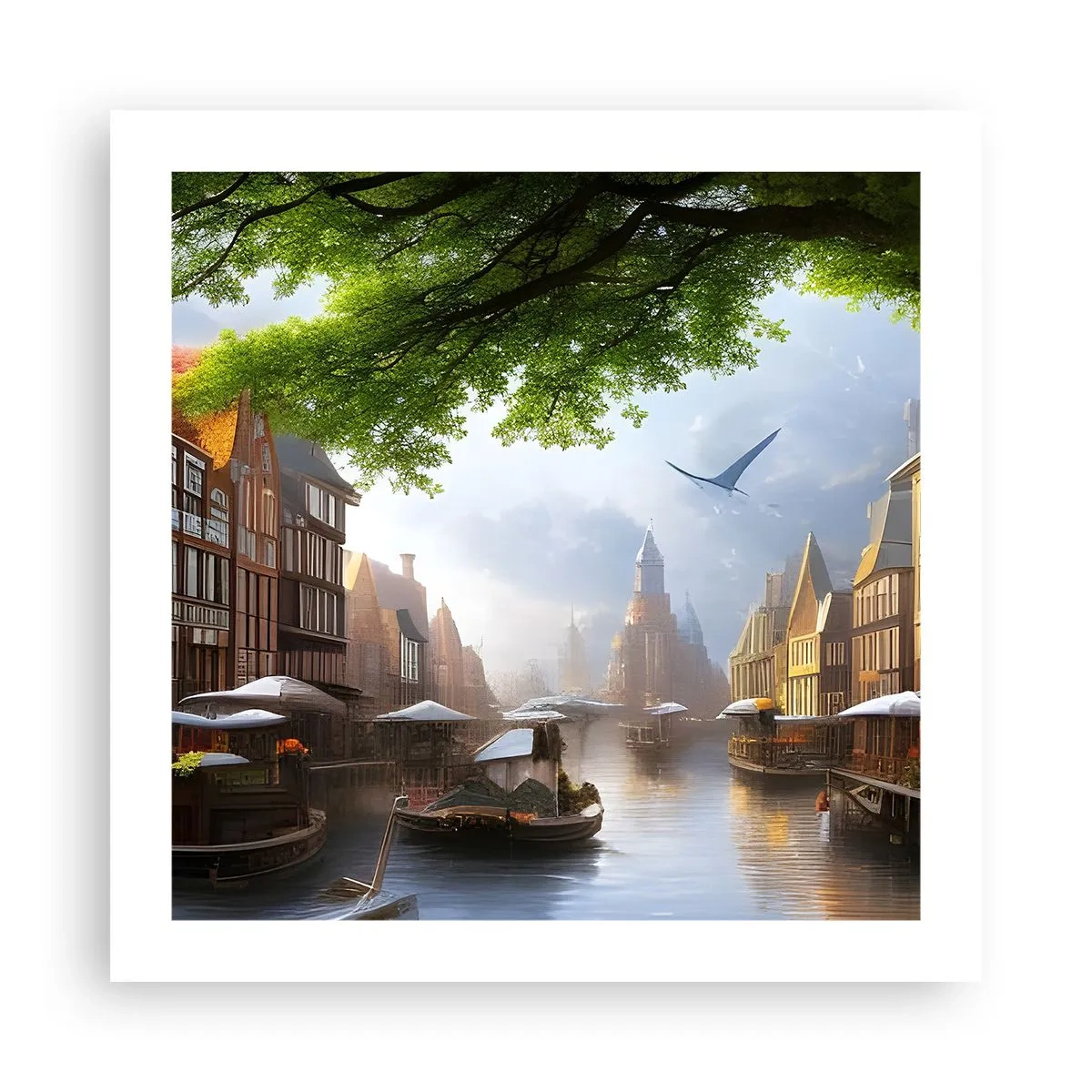 Plakat - Hollandsk bybillede - 50x50 cm