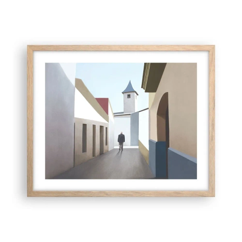 Plakat i ramme af lyst egetræ - Solrig gåtur - 50x40 cm