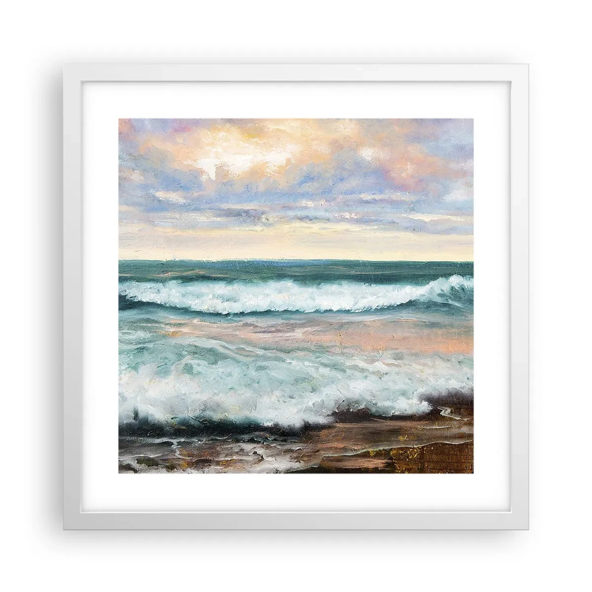Plakat i hvid ramme - Her vil du glatte din sjæl - 40x40 cm